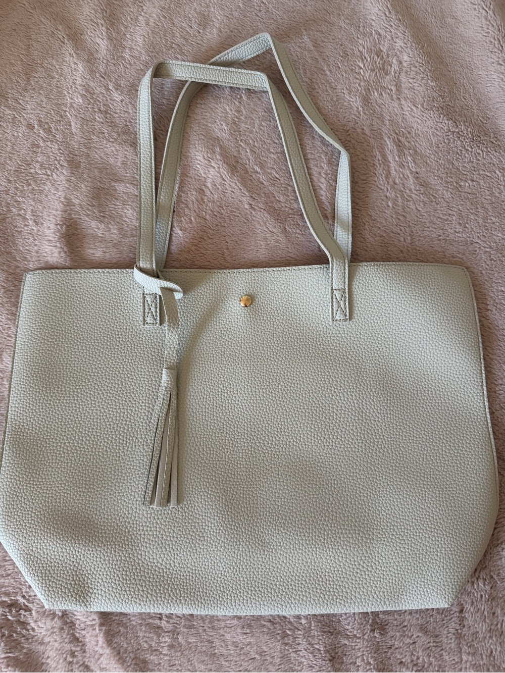Women's Light Gray Tote Bag with Tassel